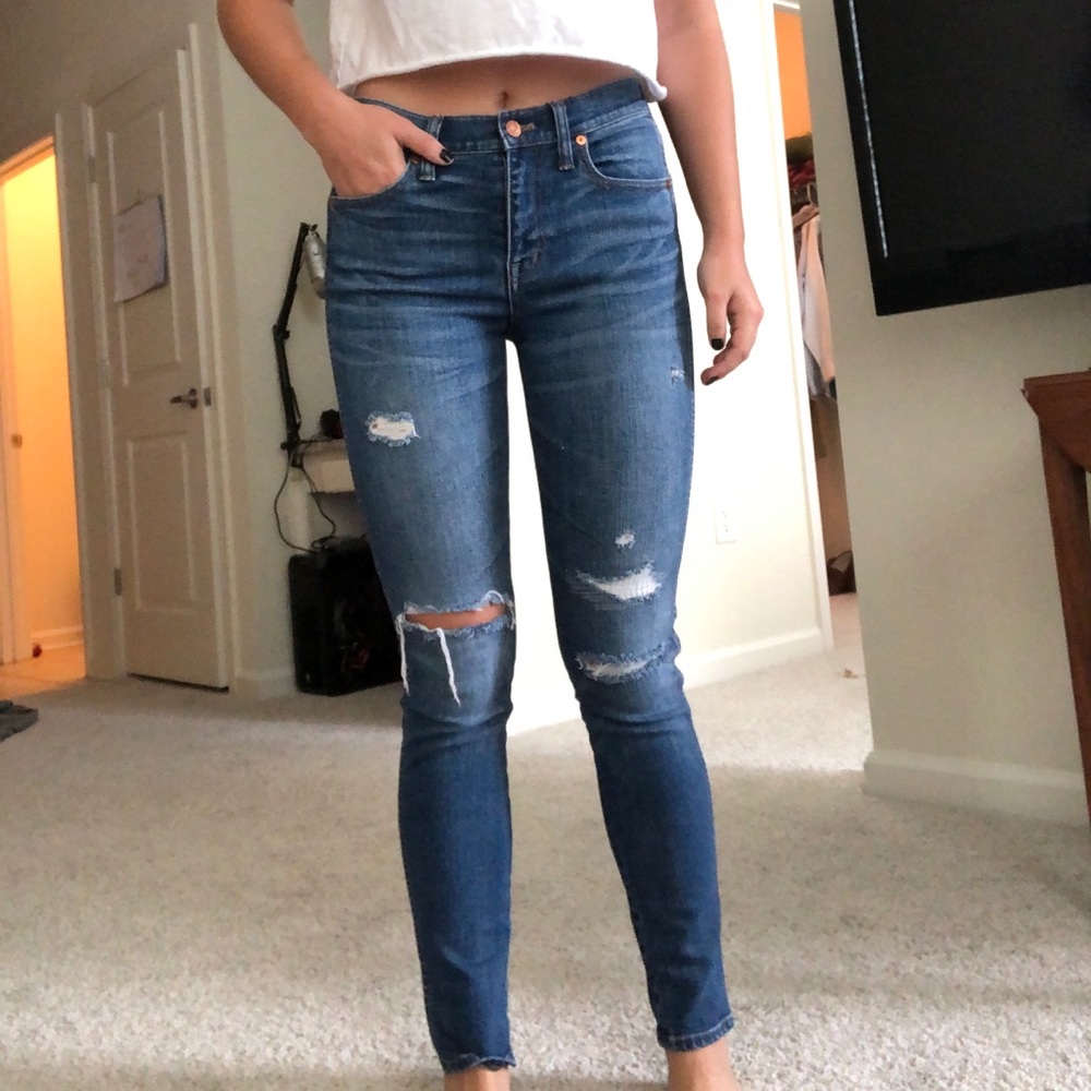 Madewell ripped jeans 9” high riser skinny skinny